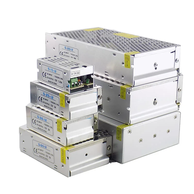 

DC 12V 1A 2A 3A 5A 10A 15A 20A 30A AC 110V 220V Power Supply Transformer Switching LED Driver for Strip Light Switch Adapter U26