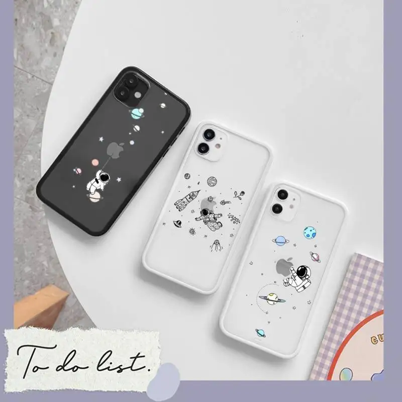 

astronaut cartoon space universe Phone Case matte transparent For iphone 7 8 11 12 plus mini x xs xr pro max cover