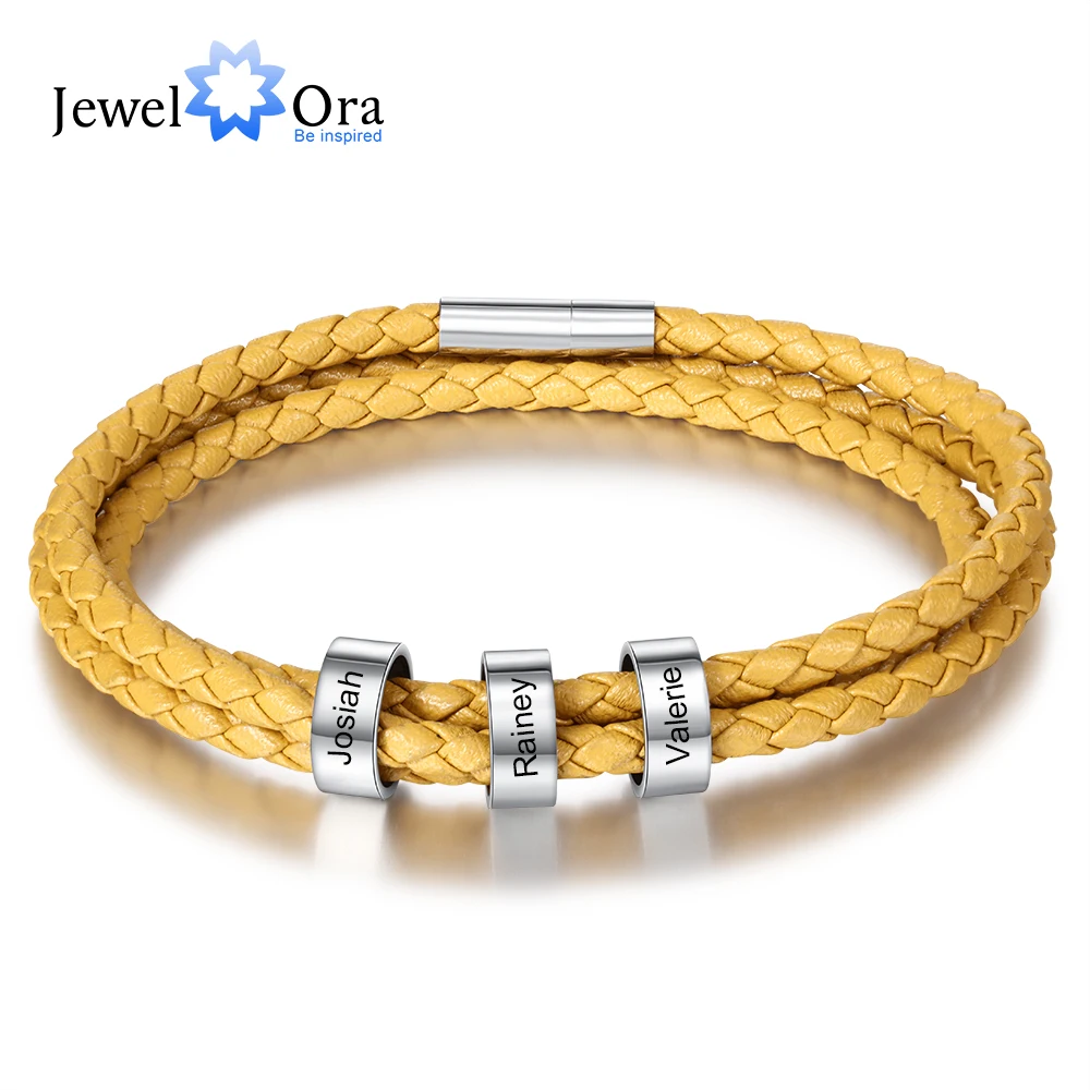 Персонализированный браслет унисекс с бусинами из нержавеющей стали