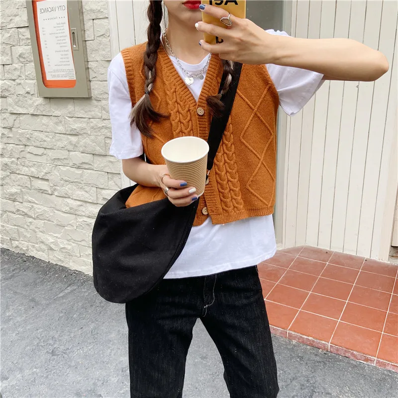 

Women Canvas Messenger Bag Large Capacity Shoulder Bag Simple Zipper Semicircle Shape Cloth Purses Ladies Cotton Crossbody Bags