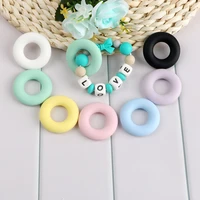 kovict 5pcs perle silicone beads round silicone teether 43mm ring food grade pendants diy pacifier chain accessories baby toys