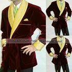 Новейший дизайн пальто YIWUMENSA с поясом куртки бордового цвета приталенный мужской блейзер для ужина костюмы 2021 изготовленный на заказ мужской