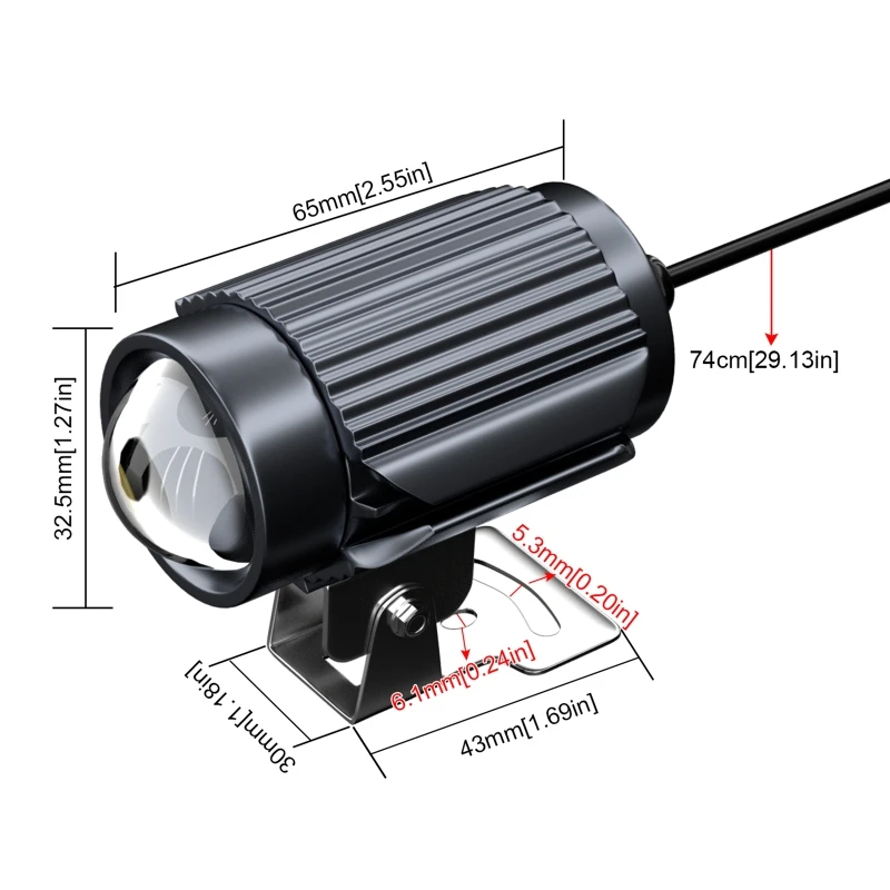 

Super Bright Motorcycle LED Headlight Lens Spotlight Two-Color Headlight Car ATV