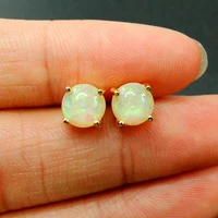 100 925 sterling silver white lab opal earring yellow gold women stud earrings for gift