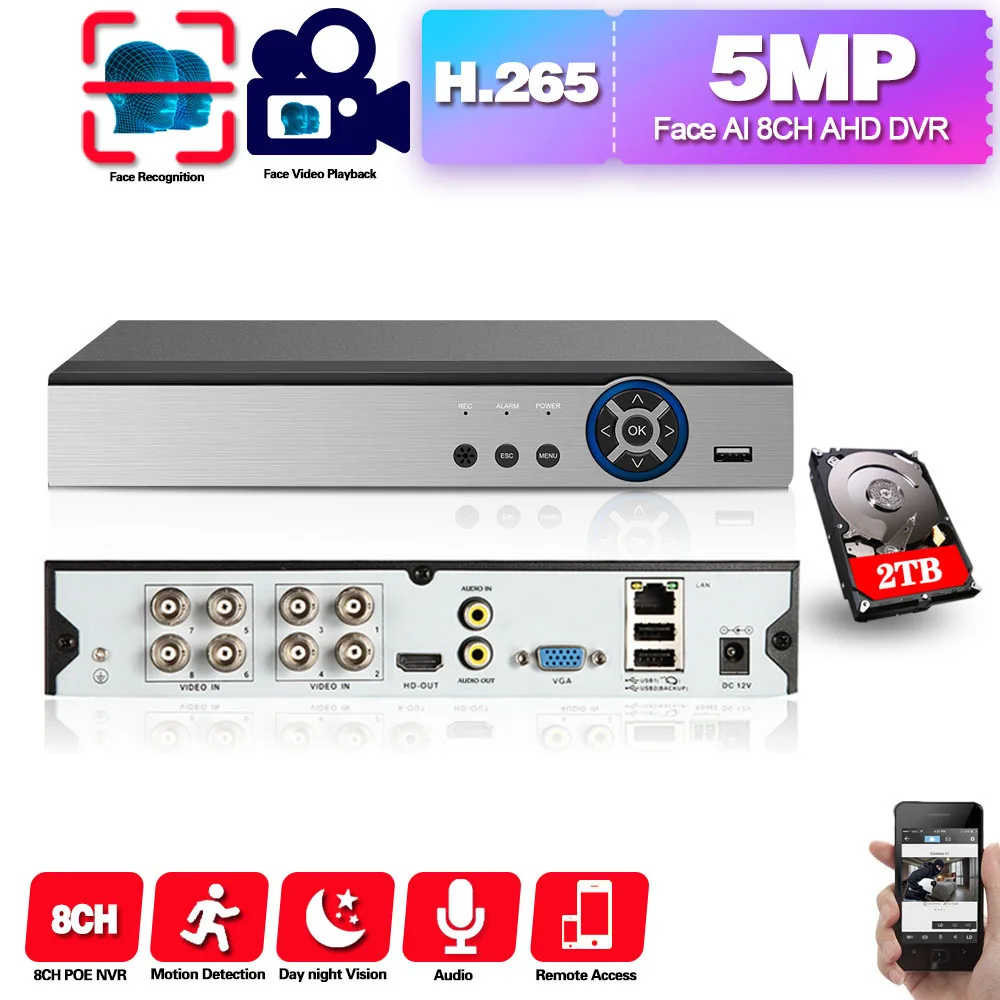 Камера видеонаблюдения 8 каналов 5 0 МП AHD DVR Onvif | Безопасность и защита