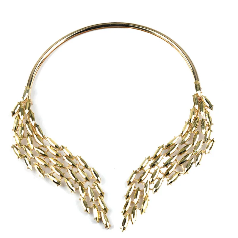 Роскошные Стразы Кристальное ожерелье с крыльями ангела из золотого сплава