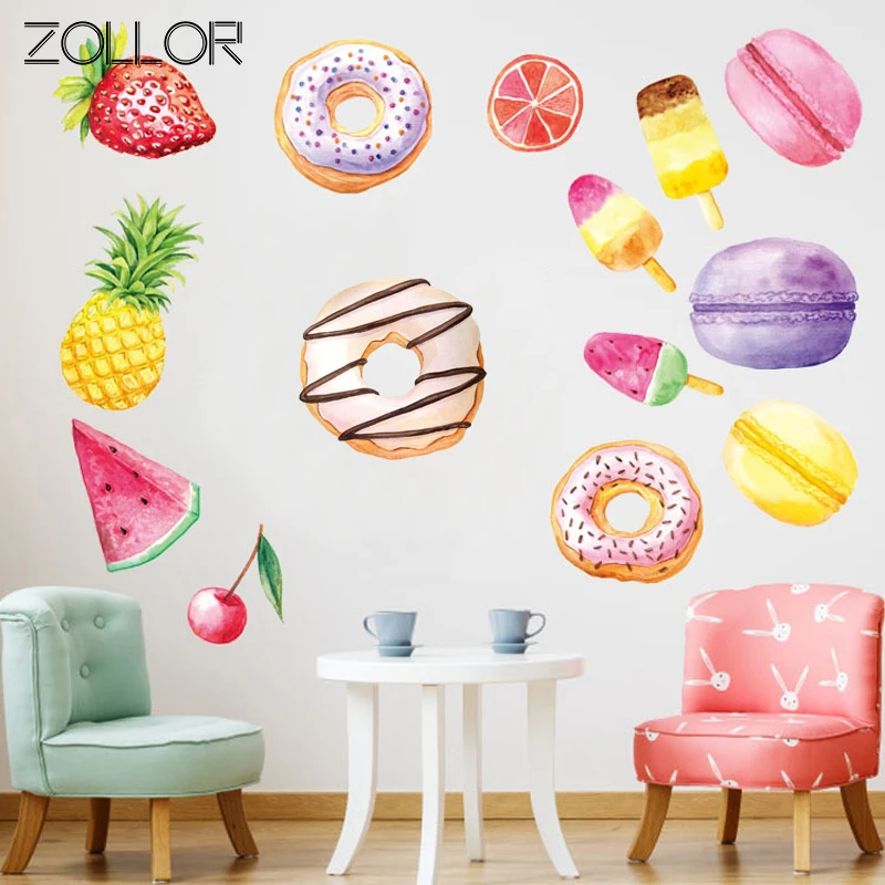 Zollor DIY пончик фрукты фотообои ручная роспись стиль детская комната красочные