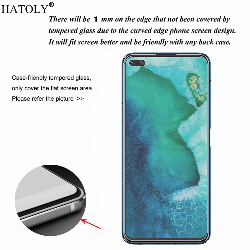 Protector de pantalla de vidrio templado 9H para m&oacute;vil, pel&iacute;cula protectora de vidrio templado para Huawei Honor V30, 2 unidades-2