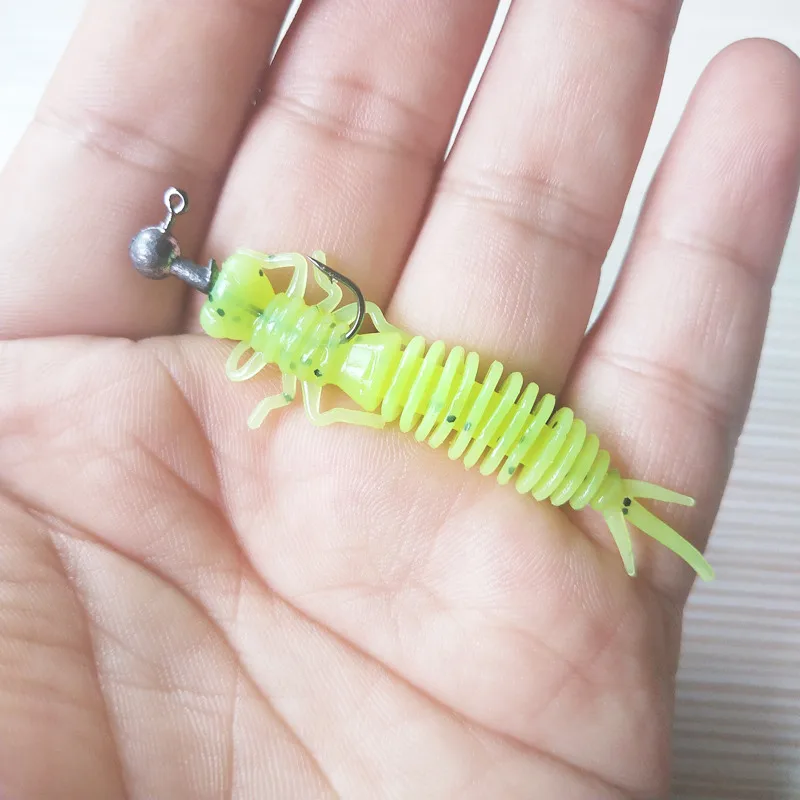 color B POETRYYI Larva мягкие приманки 60 мм Искусственные приманки рыболовный червь силиконовый бас Щука приманка джиггинг пластиковые приманки 30 - Цвет: color B