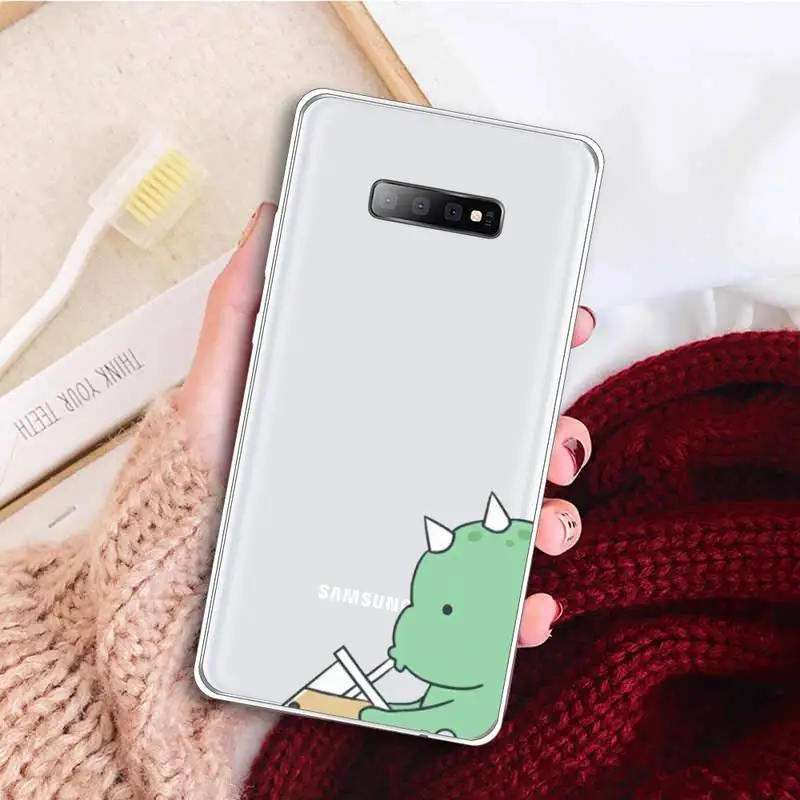 

Dinosaur cute cartoon couple Phone Case Transparent For Samsung Galaxy A 71 21s S note 8 9 10 plus 20 ultra custom funda