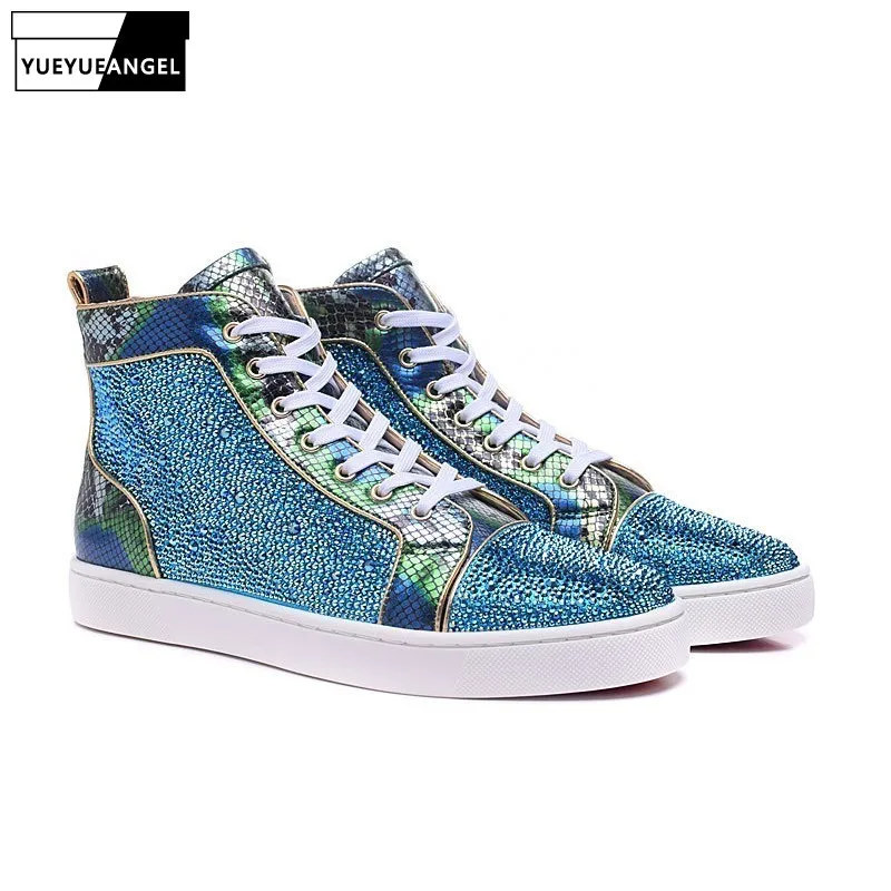 Женская дизайнерская обувь со стразами и синими блестками брендовые модные