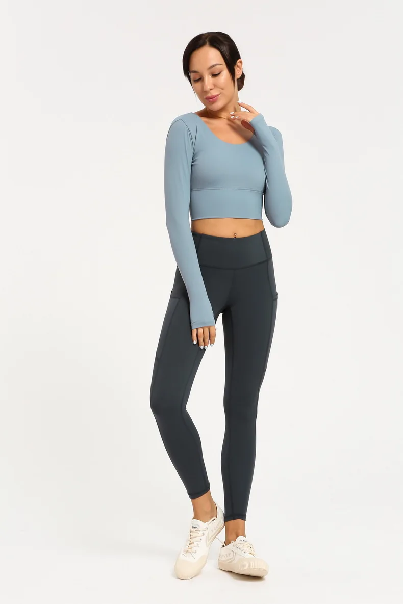 Сзади крест Slim Fit спортивные шорты для занятия йогой для женщин с длинным рукавом Плюс Размер Топы Тренировки Фитнес короткий Модный Топ стиль футболки