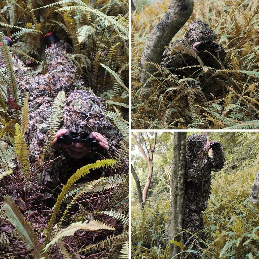 Уличная Ghillie костюм куртка+ брюки Camuflaje 3D лист с капюшоном джунгли военные камуфляжная охотничья одежда Chasse Vetement Sniper