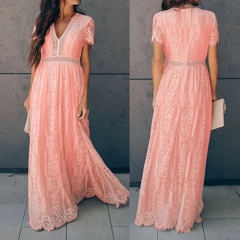 Женское кружевное длинное платье с вышивкой сексуальное повседневвечерние