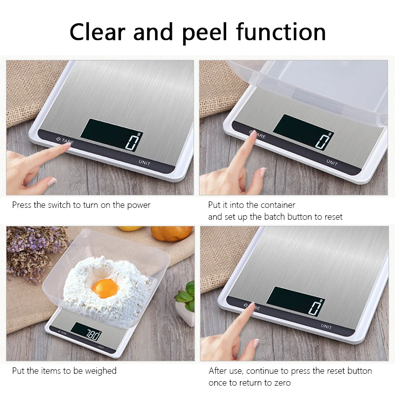

Kitchen Scale Stainless Steel Weighing Scale Food Diet Postal Balance Measuring LCD Electronic Scales