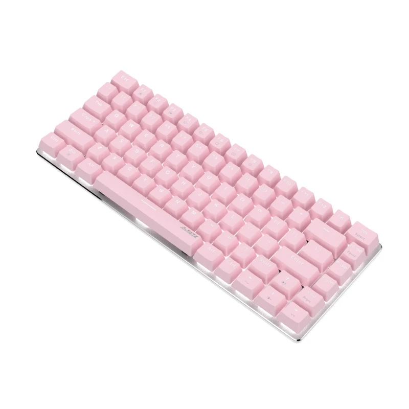

USB Проводная игровая механическая клавиатура, 82 клавиши, белая подсветка, мульти-переключатель для настольного ноутбука, Windows XP/Win7/8 (розовый)