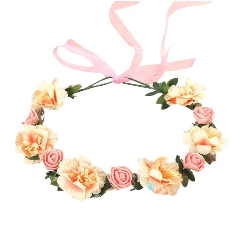 

6 Colors Adult Kids Irregular Faux Rose Flower Headband Flower Girls Bridal Wedding Gradient Colored Wreath Crown Mesh Headpiece