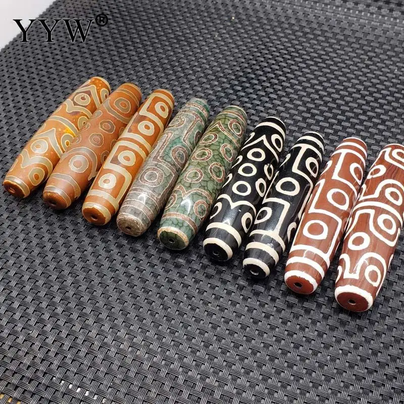 

5PCs/Lot 14x40mm Natural Tibetan Agate Dzi Beads Oval Nine-eyed & Twenty-one--eyed Antique Agates Beads for Women Men #N