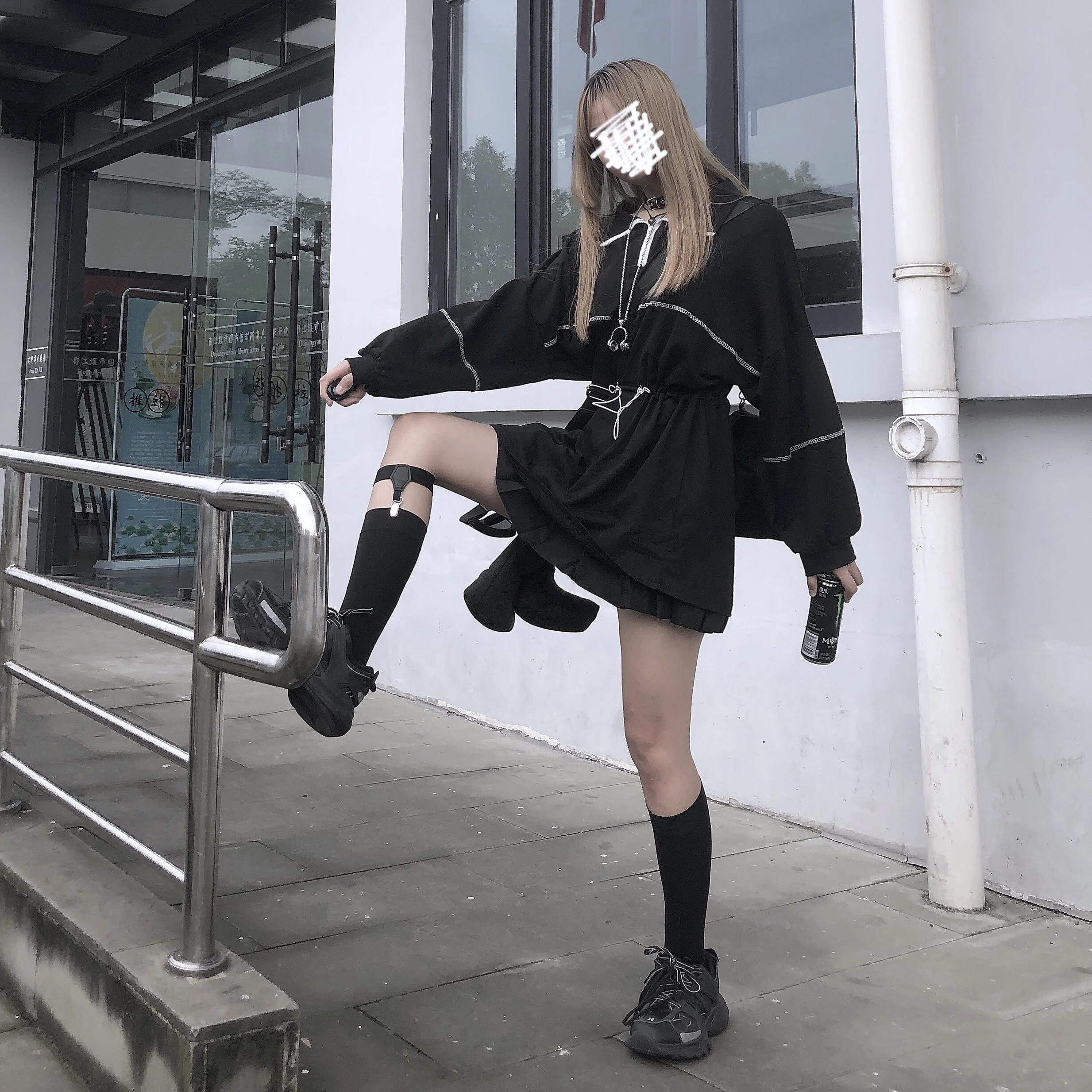 Гранж уличная Женская толстовка с длинным рукавом Свободные линии для