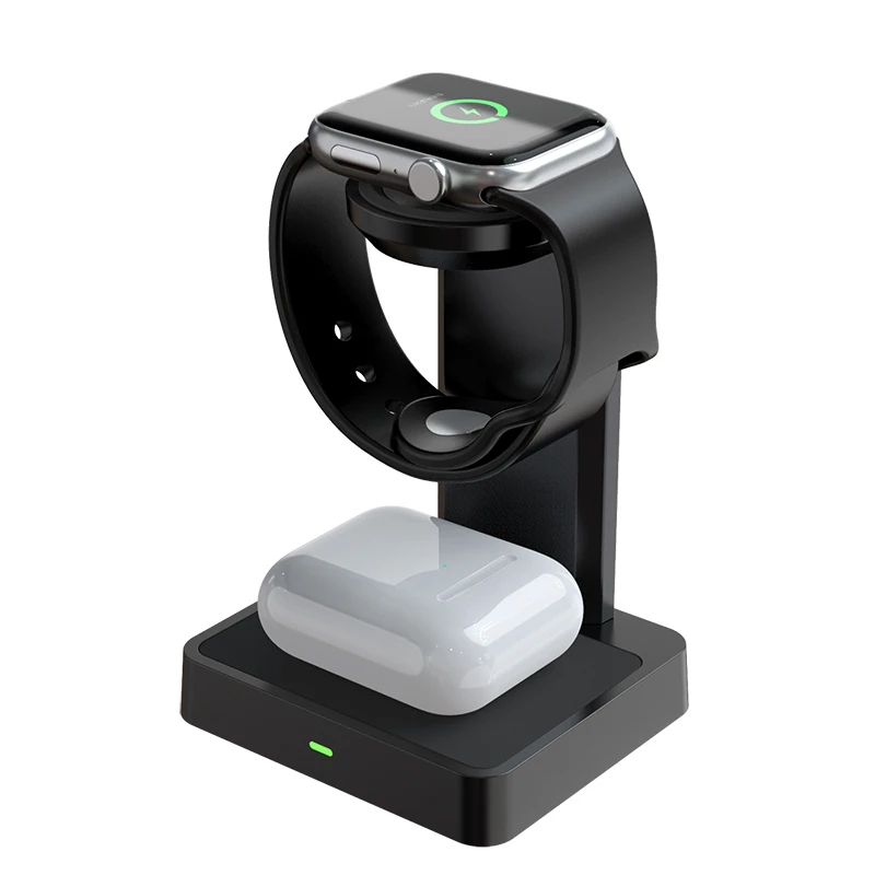 Estaci&oacute;n de carga inal&aacute;mbrica 2 en 1 para Apple iWatch, AirPods, Samsung, auriculares, soporte de carga r&aacute;pida por inducci&oacute;n, cargador Vertical-0