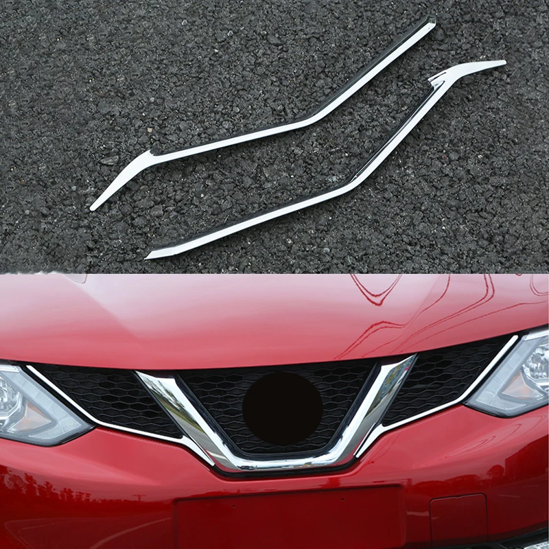 

ABS Chrome Car Front Grille Stripe Sticker Bumper Stripes Cover Stickers For Nissan Qashqai J11 2016 2017 2018 Accessories