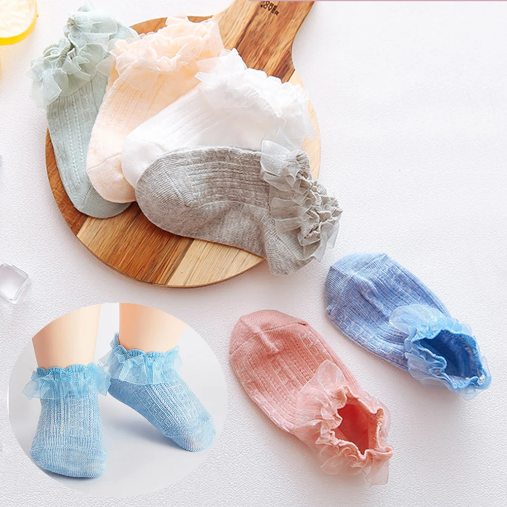 New Spring Summer Cotton Socks Candy Colors Retro Lace Ruffle Frilly Ankle Short Kids Princess Baby Kid Girl |