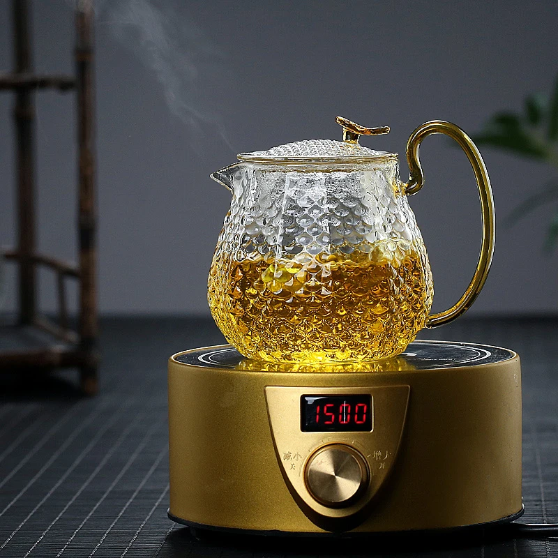 

High Borosilicate Glass Teapot Filter Bubble Teapot Household High Temperature Resistance Hammer Pattern Teapot Kung Fu Tea Set