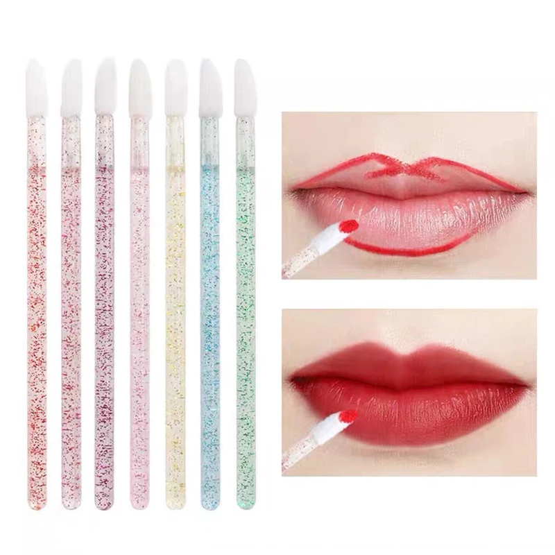 

50Pcs Transparent Crystal Rod Disposable Lip Make Up Brush Pen Lipstick Eyeline Cleaning Makeup Removing Tools Mouth Applicator
