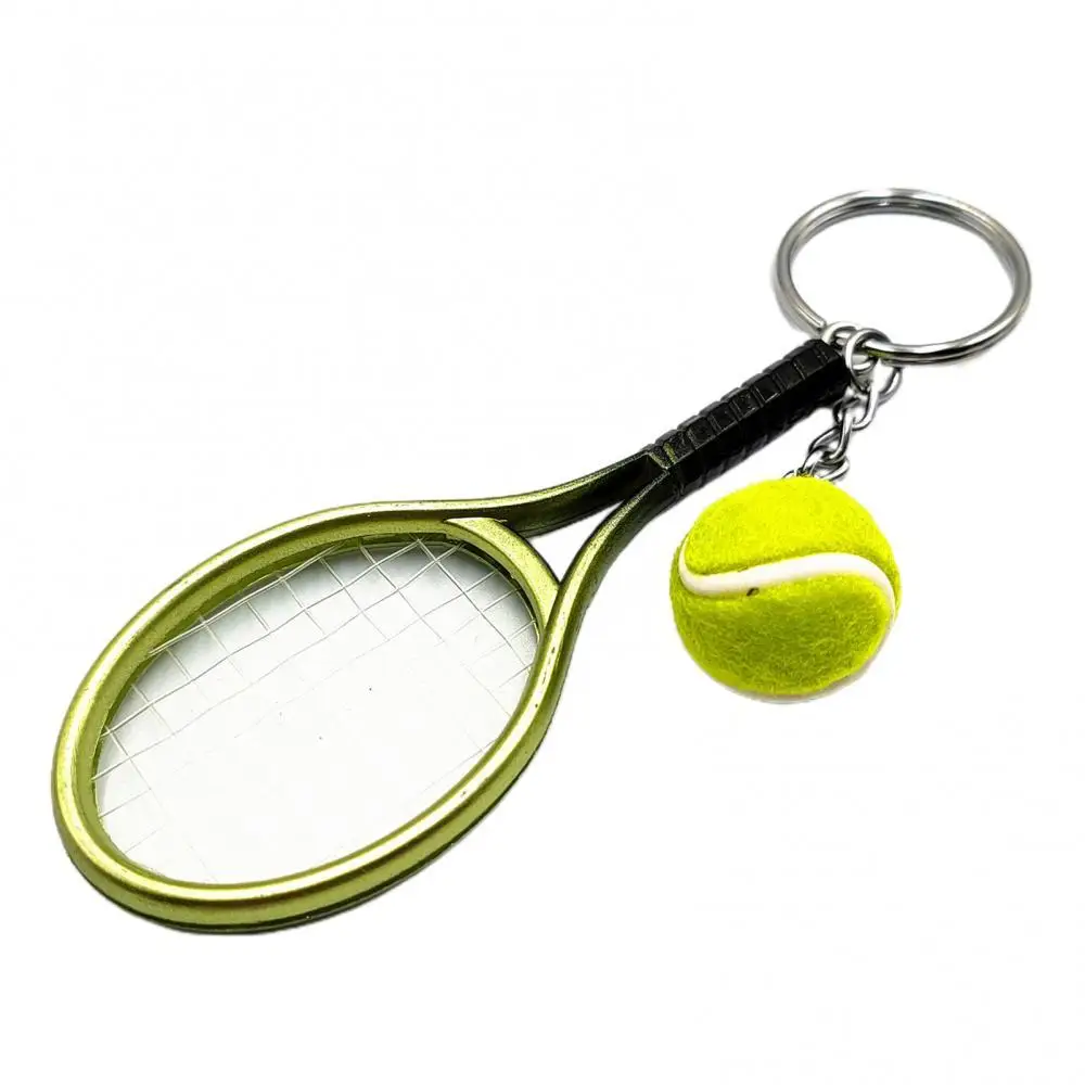 Simulation Mini Tennis Racket Ball Keychain Pendant Bag Key Ring Accessories
