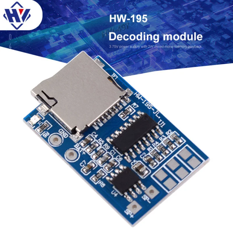 TF Card MP3 Decoder Board with 2W Power Decoding for Arduino GM Power Supply Module 3.7-5V Mixed Mono Playback with Memory 1pcs