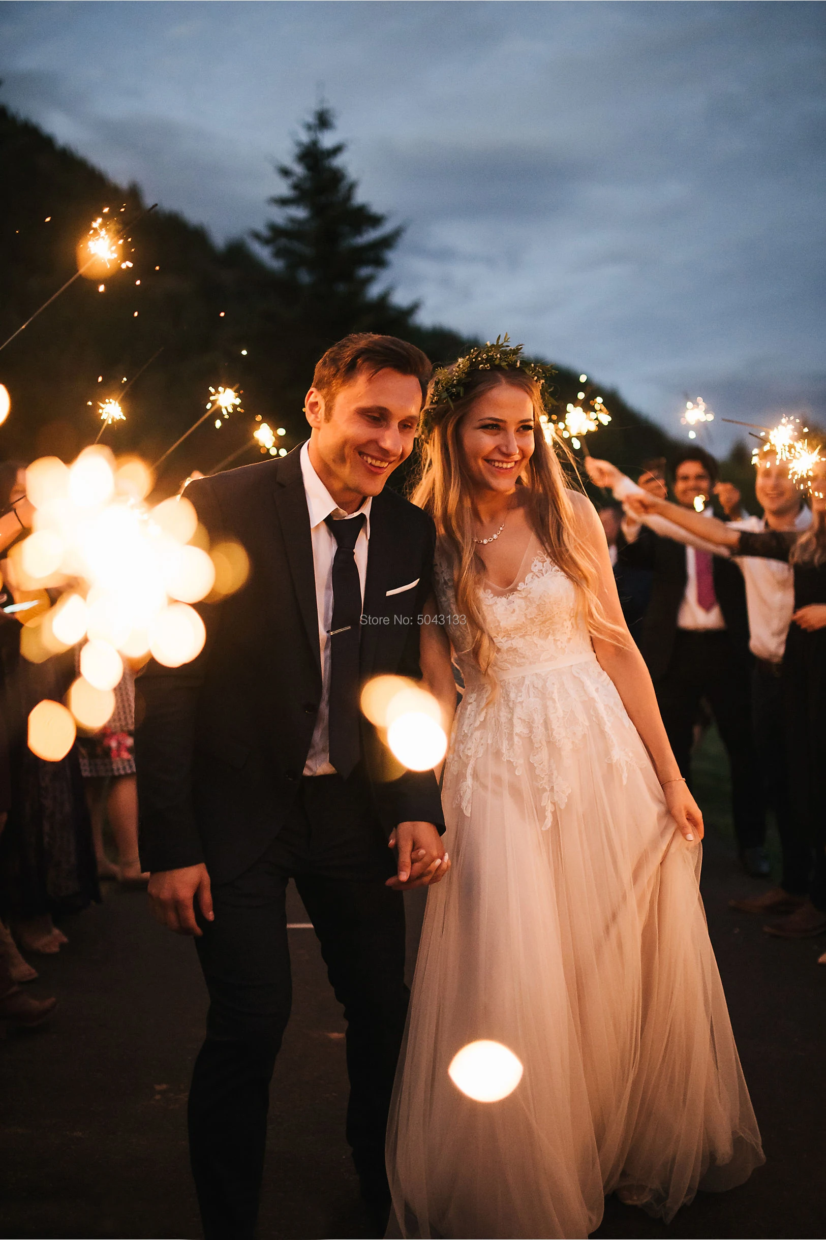 Boho V шеи Тюль Свадебные платья с поясом 2020 простой линии Кружева аппликации