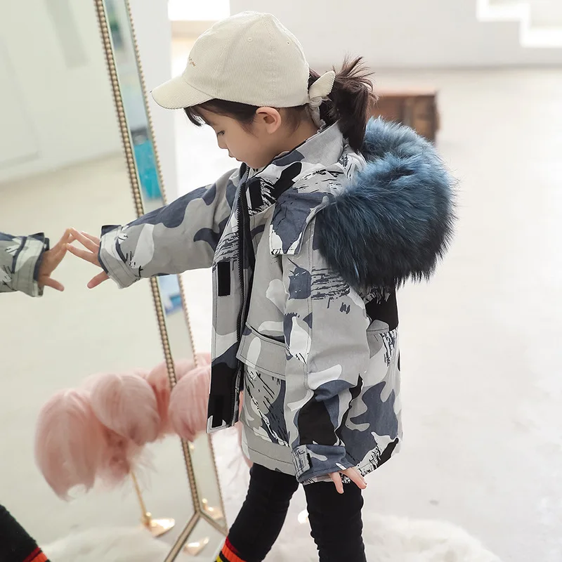 Детская куртка с капюшоном OFTBUY толстая теплая парка из кроличьего меха Рекс и