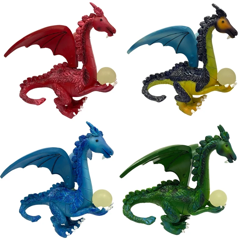 

Green Dragon Statue With Luminous Pearl Resin Dragon Outdoor Garden Statue Decoration For Patio Yard Lawn Balcon 2021 New