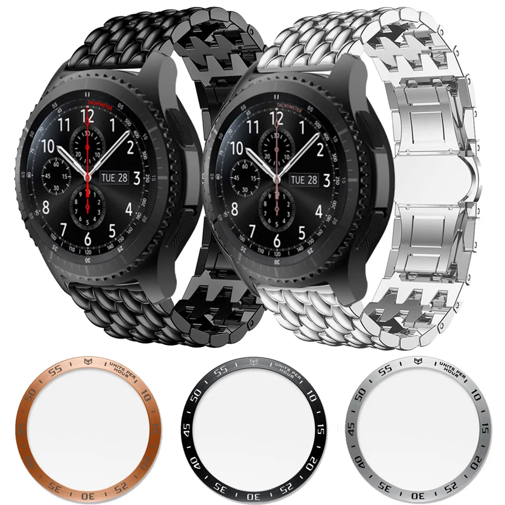 Для samsung gear S3 Frontier браслет из нержавеющей стали ремешок матч ободок кольцо чехол Крышка чешуя дракона браслет из металлического сплава ремешок для часов