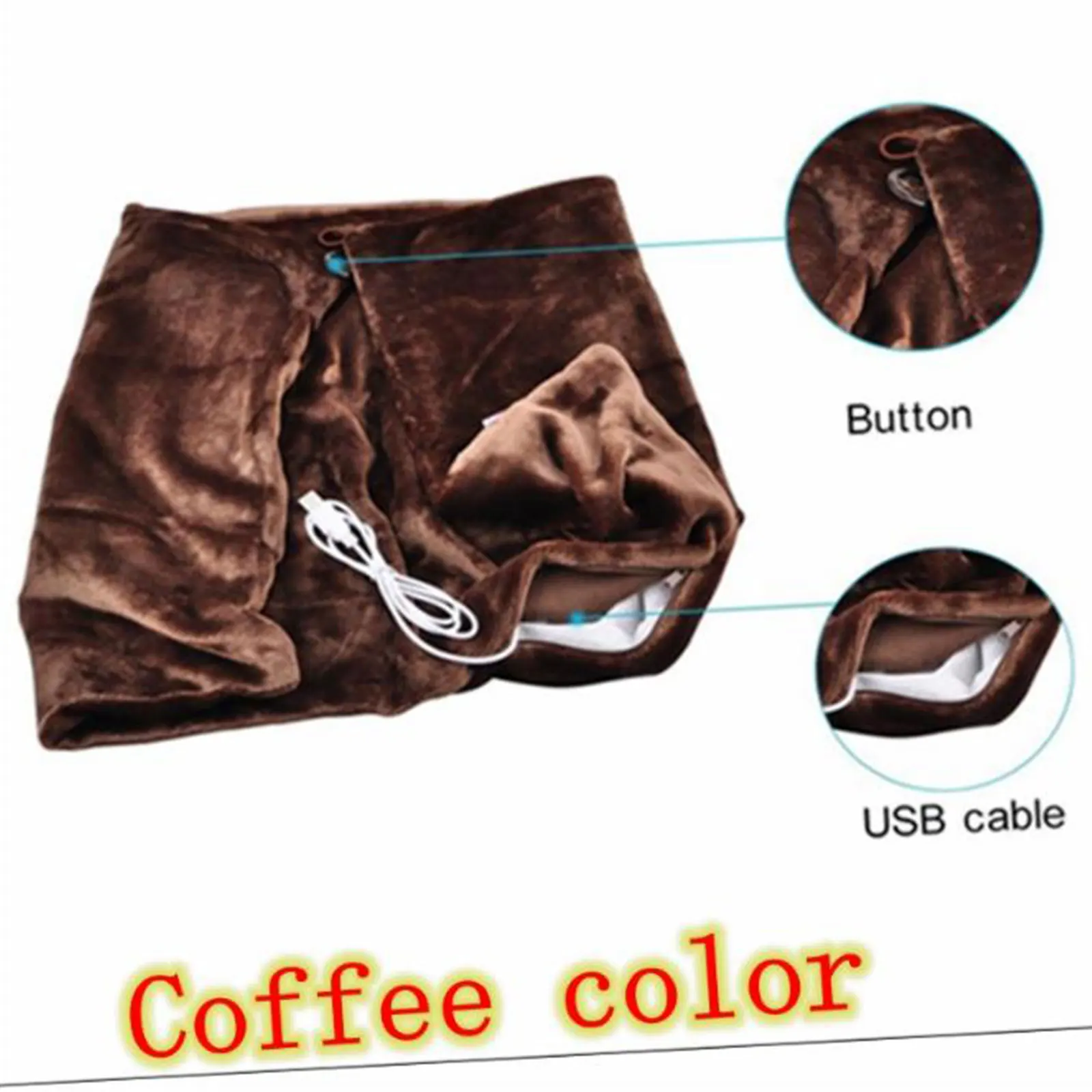 USB Heated Warm Shawl Electric Heating Plush Throw Blanket Cape Lap Coral Flannel | Дом и сад