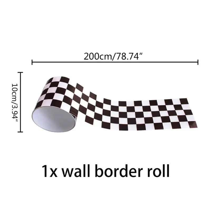 

1Roll Geometric Pattern Waist Lines Self-Adhesive Waterproof Removable Wall Border Stickers for Home Decoration