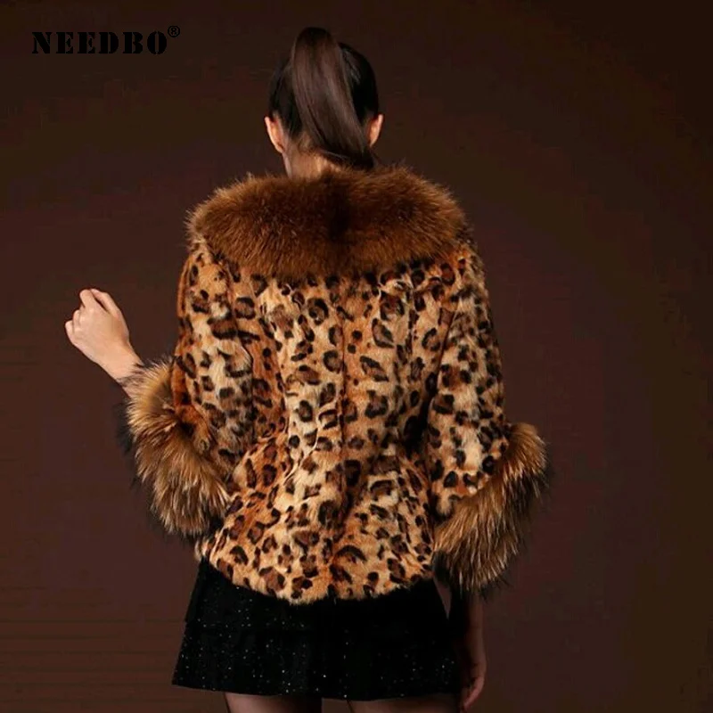 NEEDBO Faux Fur Coat Women Jacket Leopard Streetwear Warm Teddy Jacket Coat Oversize 2020 Outerwear Soft Fluffy Jacket Women