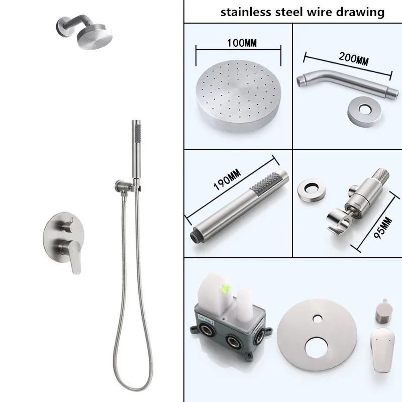 

Bathroom Shower Set In Wall Brushed Gold Rainfall Shower Mixer Cold & Hot Brass Bath and Shower Mixer Tap Brass Bathroom Faucet