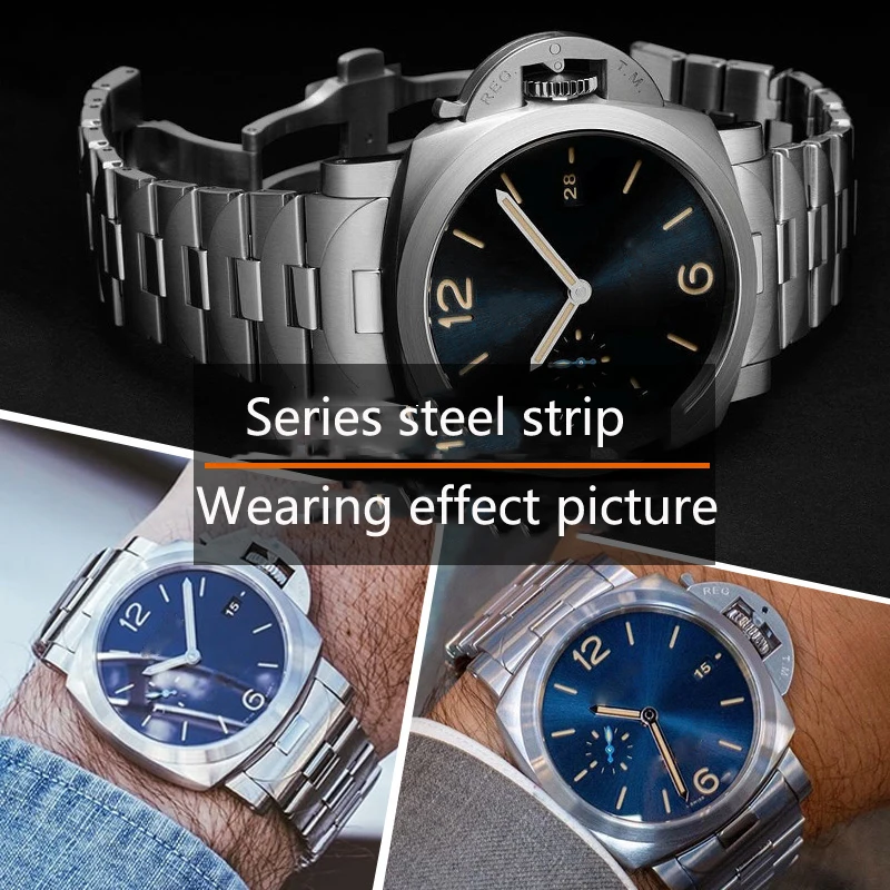 Suitable for Panerai PAM4411 111382 strap men's steel band elbow stainless steel butterfly CLASP BRACELET 24mm
