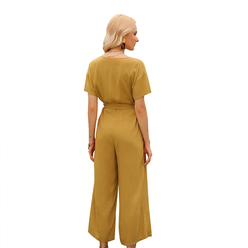 Женский однобортный комбинезон CINESSD длинный однотонный с v-образным вырезом