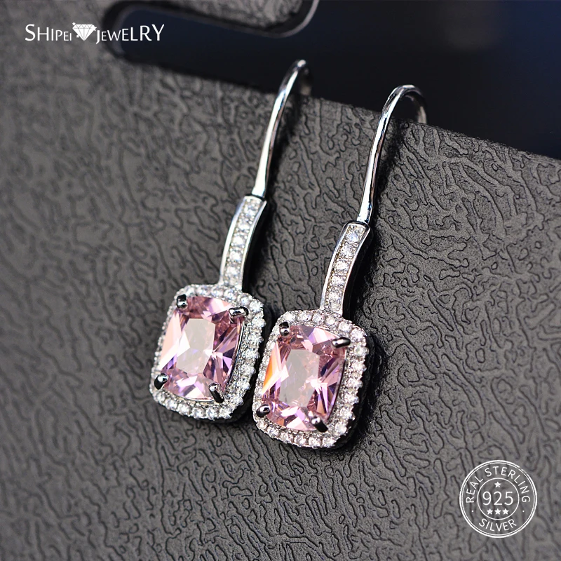 Женские квадратные серьги подвески Shipei ювелирное изделие из серебра 100% пробы с