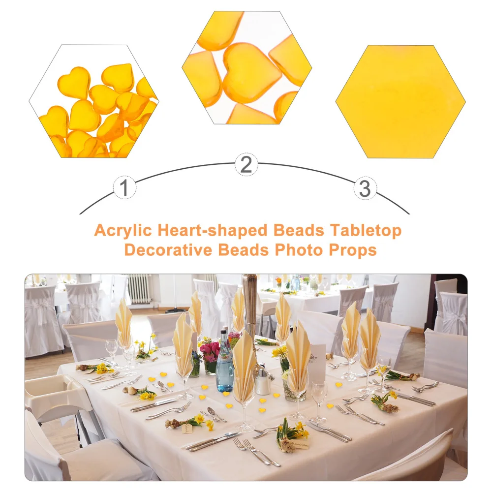 

1100pcs Acrylic Heart-shaped Beads Tabletop Decorative Beads Photo Props