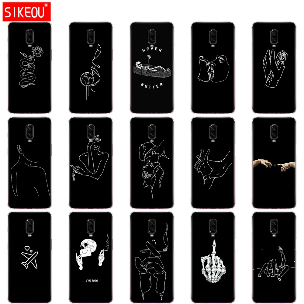 Силиконовый чехол для oneplus 6 t 1 + Чехол Coque one plus T copas etui Бампер Силиконовые черные