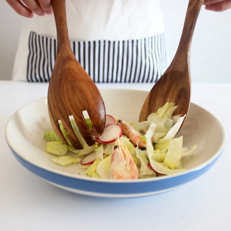 

Wooden Salad Servers Set of 4 Serving Cutlery Spoon Fork Wooden Salad Spoon,Stirring Fork