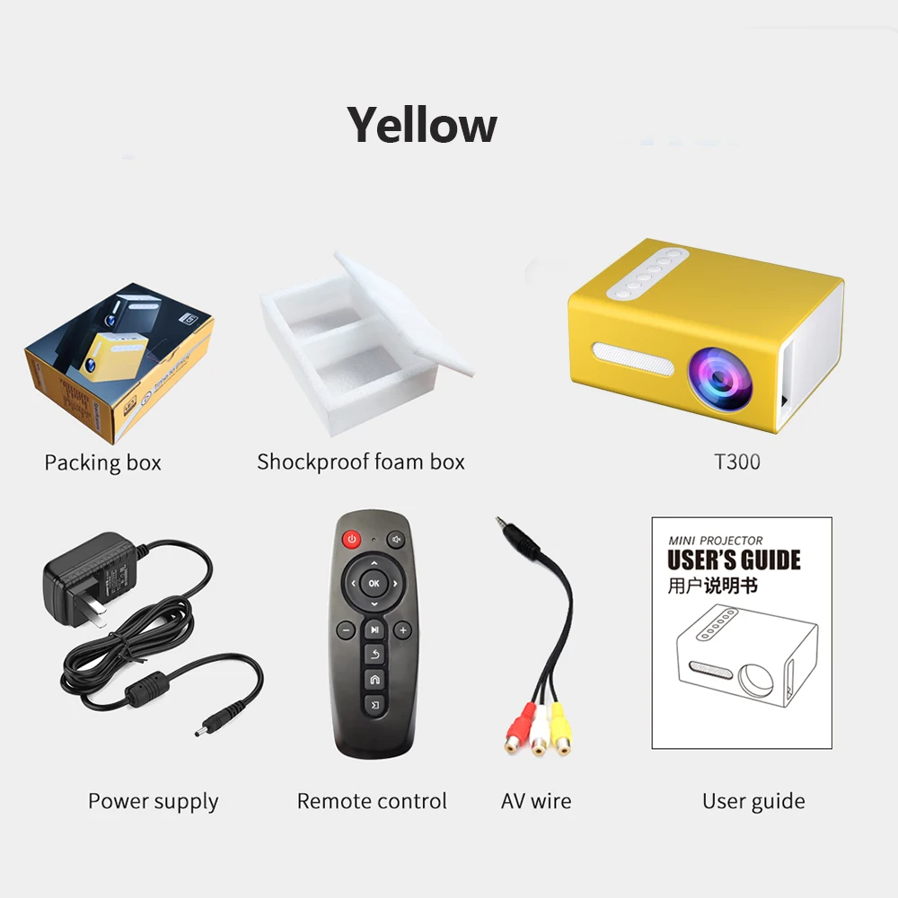 Vivicine Новый T300 светодиодный мини проектор 320x240 Пиксели поддерживает 1080P HDMI