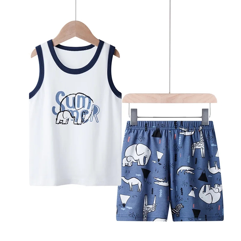 

Children Pajamas Summer Clothing Set For Boys Girls Vest Tops + Short Pants Shorts Sleepwear Cartoon Totoro Cotton Kids Pyjama
