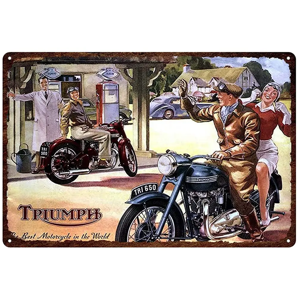 

Ttart Triumph мотоциклетные винтажные металлические знаки для декора комнаты, Оловянная табличка, алюминиевый знак, водонепроницаемое художеств...