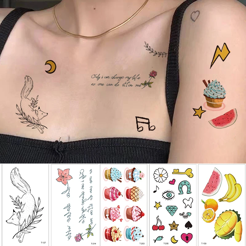 

10pcs/Set Fake Cute Deer Tattoo Stickers Dragonfly Maple Leaf Temporary Tattoo Hands Arm DIY Body Art Sticker Flower Birds T