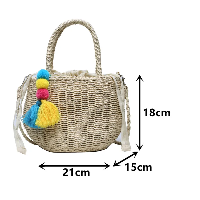 

Straw Weave Bucket Handbags Women's Rattan Manufacture Tote Bag Brand Shoulder Bag Summer Beach Female Crossbody Messenger Bags
