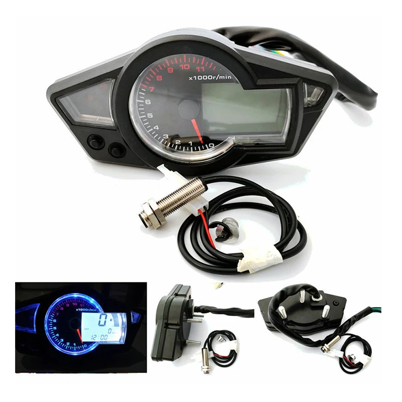 Motorcycle LCD Speedometer Digital Odometer Speedometer Tachometer for 2&4 Cylinders